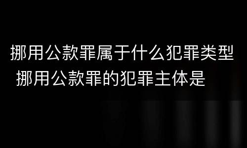 挪用公款罪属于什么犯罪类型 挪用公款罪的犯罪主体是