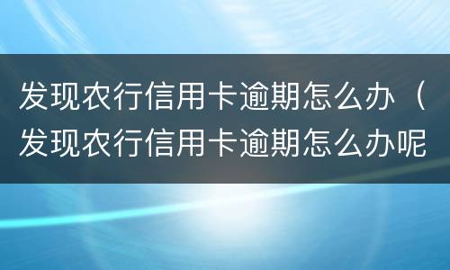 发现农行信用卡逾期怎么办（发现农行信用卡逾期怎么办呢）