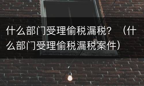 什么部门受理偷税漏税？（什么部门受理偷税漏税案件）