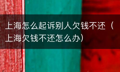 上海怎么起诉别人欠钱不还（上海欠钱不还怎么办）