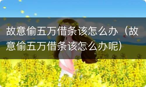 故意偷五万借条该怎么办（故意偷五万借条该怎么办呢）
