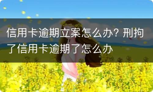信用卡逾期立案怎么办? 刑拘了信用卡逾期了怎么办