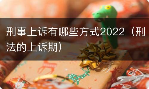 刑事上诉有哪些方式2022（刑法的上诉期）