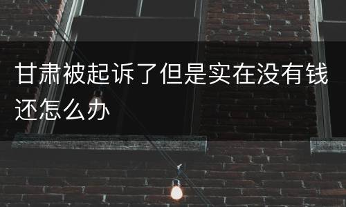 甘肃被起诉了但是实在没有钱还怎么办