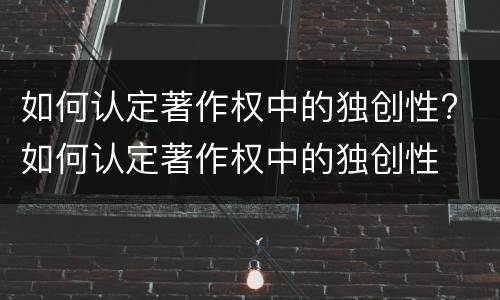如何认定著作权中的独创性? 如何认定著作权中的独创性