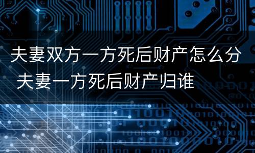 夫妻双方一方死后财产怎么分 夫妻一方死后财产归谁