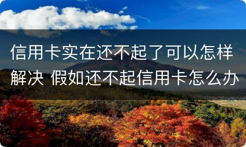 信用卡实在还不起了可以怎样解决 假如还不起信用卡怎么办
