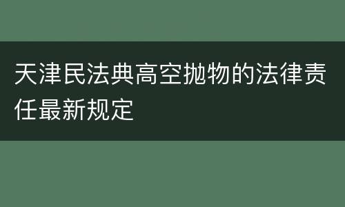 天津民法典高空抛物的法律责任最新规定