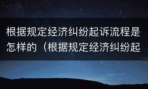 根据规定经济纠纷起诉流程是怎样的（根据规定经济纠纷起诉流程是怎样的法律）