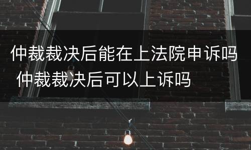 仲裁裁决后能在上法院申诉吗 仲裁裁决后可以上诉吗