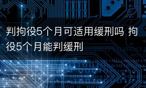 判拘役5个月可适用缓刑吗 拘役5个月能判缓刑