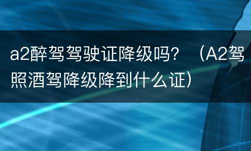 a2醉驾驾驶证降级吗？（A2驾照酒驾降级降到什么证）