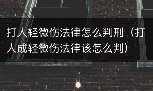 打人轻微伤法律怎么判刑（打人成轻微伤法律该怎么判）