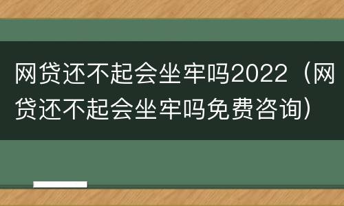 网贷还不起会坐牢吗2022（网贷还不起会坐牢吗免费咨询）