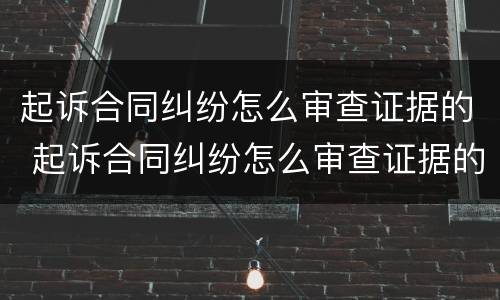起诉合同纠纷怎么审查证据的 起诉合同纠纷怎么审查证据的材料