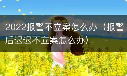 2022报警不立案怎么办（报警后迟迟不立案怎么办）