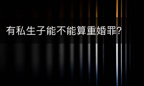 有私生子能不能算重婚罪？