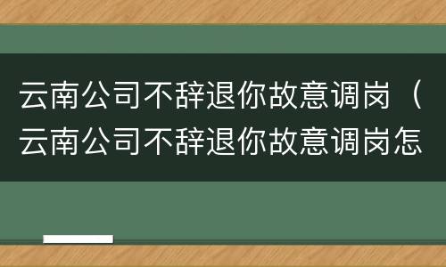 云南公司不辞退你故意调岗（云南公司不辞退你故意调岗怎么办）