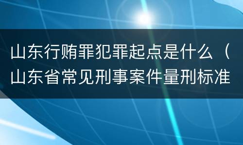 山东行贿罪犯罪起点是什么（山东省常见刑事案件量刑标准）