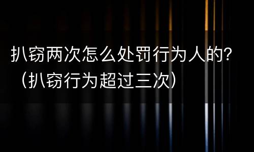 扒窃两次怎么处罚行为人的？（扒窃行为超过三次）