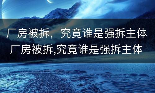 厂房被拆，究竟谁是强拆主体 厂房被拆,究竟谁是强拆主体呢