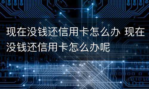 现在没钱还信用卡怎么办 现在没钱还信用卡怎么办呢