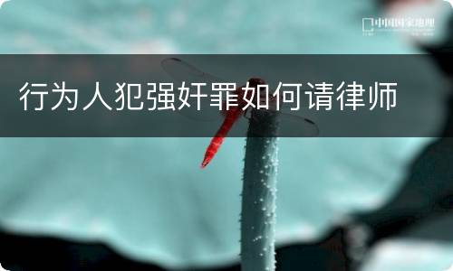 行为人犯强奸罪如何请律师