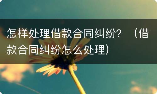 怎样处理借款合同纠纷？（借款合同纠纷怎么处理）