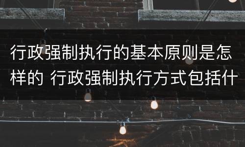 行政强制执行的基本原则是怎样的 行政强制执行方式包括什么