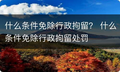 什么条件免除行政拘留？ 什么条件免除行政拘留处罚