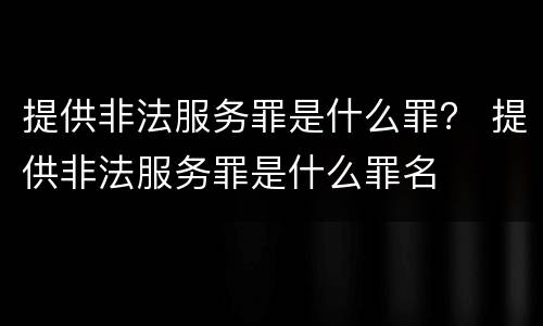 提供非法服务罪是什么罪？ 提供非法服务罪是什么罪名