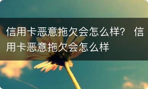 信用卡恶意拖欠会怎么样？ 信用卡恶意拖欠会怎么样