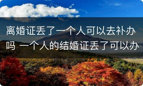 离婚证丢了一个人可以去补办吗 一个人的结婚证丢了可以办理离婚吗