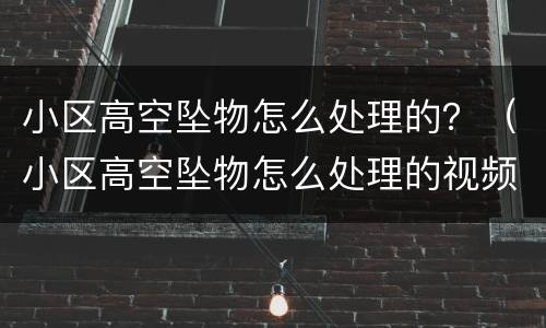 小区高空坠物怎么处理的？（小区高空坠物怎么处理的视频）