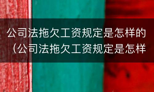 公司法拖欠工资规定是怎样的（公司法拖欠工资规定是怎样的行为）
