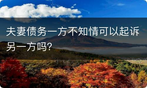夫妻债务一方不知情可以起诉另一方吗？