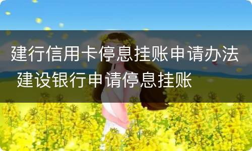 建行信用卡停息挂账申请办法 建设银行申请停息挂账