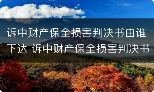 诉中财产保全损害判决书由谁下达 诉中财产保全损害判决书由谁下达