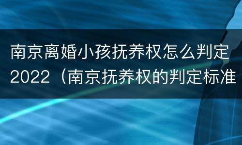 南京离婚小孩抚养权怎么判定2022（南京抚养权的判定标准）