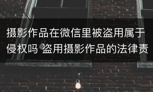 摄影作品在微信里被盗用属于侵权吗 盗用摄影作品的法律责任