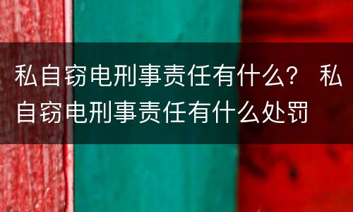 私自窃电刑事责任有什么？ 私自窃电刑事责任有什么处罚
