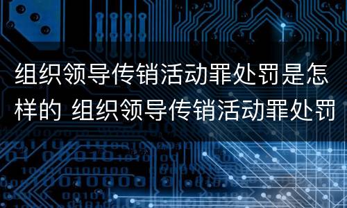 组织领导传销活动罪处罚是怎样的 组织领导传销活动罪处罚是怎样的呢