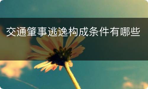 交通肇事逃逸构成条件有哪些