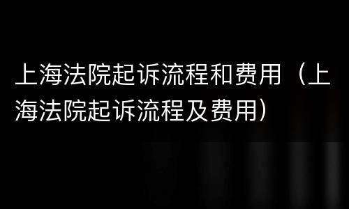 上海法院起诉流程和费用（上海法院起诉流程及费用）