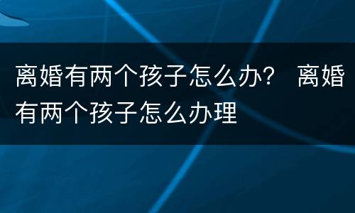 离婚有两个孩子怎么办？ 离婚有两个孩子怎么办理