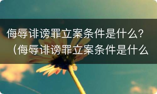 侮辱诽谤罪立案条件是什么？（侮辱诽谤罪立案条件是什么意思）