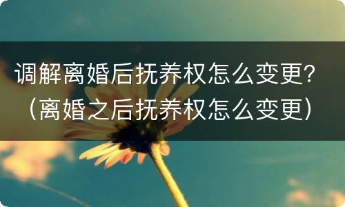 调解离婚后抚养权怎么变更？（离婚之后抚养权怎么变更）