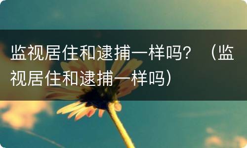 监视居住和逮捕一样吗？（监视居住和逮捕一样吗）