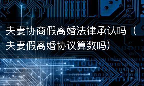 夫妻协商假离婚法律承认吗（夫妻假离婚协议算数吗）