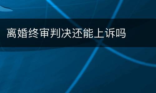 离婚终审判决还能上诉吗